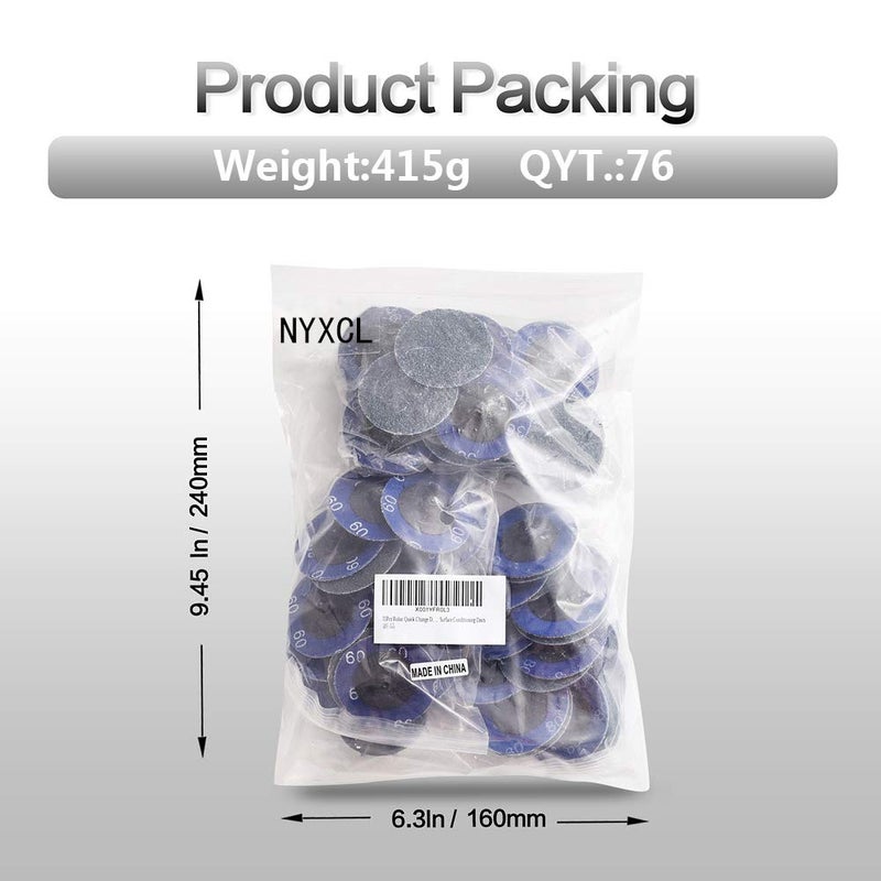 NYXCL Miroku 75Pcs Mixup 2-inch Quick Change Discs Set, Zirconia Sanding Discs with 1/4" Holder, for Die Grinder Surface Prep Strip Grind Polish Finish Burr Rust Paint Removal - Image 1